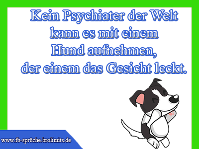 Kein Psychiater der Welt kann es mit einem Hund aufnehmen, der einem das Gesicht leckt.